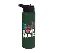 I Love Music Notas Musicales Melodía Stainless Steel Insulated Water Bottle