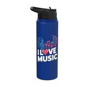 I Love Music Notas Musicales Melodía Stainless Steel Insulated Water Bottle