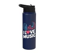 I Love Music Notas Musicales Melodía Stainless Steel Insulated Water Bottle