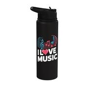 I Love Music Notas Musicales Melodía Stainless Steel Insulated Water Bottle