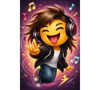 I LOVE MUSIC - Quaderno a Righe 100 Pagine: Taccuino per Amanti della Musica con Emoji Divertente e Cuffie, Idea Regalo Perfetta per Musicisti, DJ e Appassionati di musica