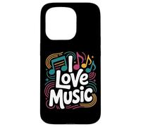I Love Music Vibrant Notes Diseño rítmico Carcasa para iPhone 15 Pro