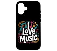 I Love Music Vibrant Notes Diseño rítmico Carcasa para iPhone 16