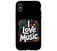 I Love Music Vibrant Notes Diseño rítmico Carcasa para iPhone X/XS