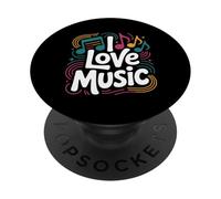 I Love Music Vibrant Notes Diseño rítmico PopSockets PopGrip Adhesivo