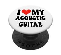 I Love My Acoustic Guitar - Banda Corazón Guitarrista Música Rock PopSockets PopGrip Adhesivo