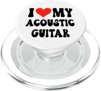 I Love My Acoustic Guitar - Banda Corazón Guitarrista Música Rock PopSockets PopGrip para MagSafe