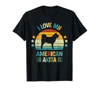 I Love My American Akita - Silueta de Perro Retro Vintage Camiseta
