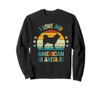 I Love My American Akita - Silueta de Perro Retro Vintage Sudadera