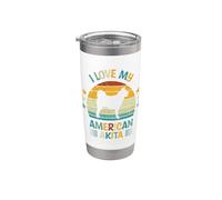I Love My American Akita - Silueta de perro retro vintage Vaso térmico de acero inoxidable de doble pared