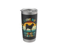 I Love My American Akita - Silueta de perro retro vintage Vaso térmico de acero inoxidable de doble pared