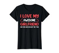 I Love My Awesome Girlfriend and Yes She Bought Me This Camiseta gráfica económica, Mujer, Negro, XL