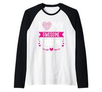 I Love My Awesome Mom Cute Pink Heart Día de la Madre Camiseta Manga Raglan