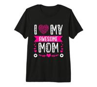 I Love My Awesome Mom Cute Pink Heart Día de la Madre Camiseta Premium