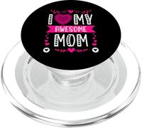 I Love My Awesome Mom Cute Pink Heart Día de la Madre PopSockets PopGrip para MagSafe