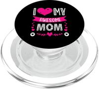 I Love My Awesome Mom Cute Pink Heart Día de la Madre PopSockets PopGrip para MagSafe