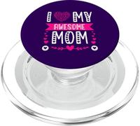 I Love My Awesome Mom Cute Pink Heart Día de la Madre PopSockets PopGrip para MagSafe