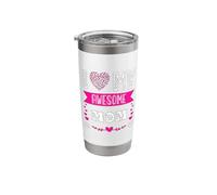I Love My Awesome Mom Cute Pink Heart Día de la Madre Vaso térmico de acero inoxidable de doble pared