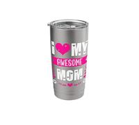 I Love My Awesome Mom Cute Pink Heart Día de la Madre Vaso térmico de acero inoxidable de doble pared
