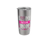 I Love My Awesome Mom Cute Pink Heart Día de la Madre Vaso térmico de acero inoxidable de doble pared