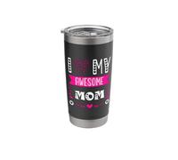 I Love My Awesome Mom Cute Pink Heart Día de la Madre Vaso térmico de acero inoxidable de doble pared