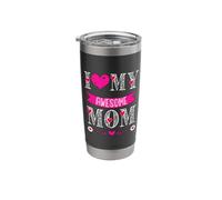 I Love My Awesome Mom Cute Pink Heart Día de la Madre Vaso térmico de acero inoxidable de doble pared