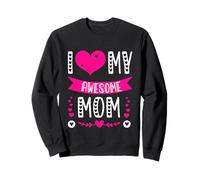 I Love My Awesome Mom Día de la Madre Corazón Rosa Sudadera