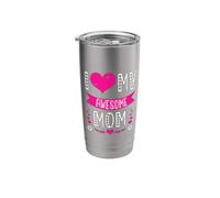 I Love My Awesome Mom Día de la Madre Corazón Rosa Vaso térmico de acero inoxidable de doble pared