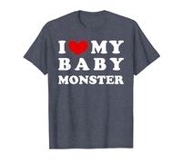 I Love My Baby Monster, Amo a mi bebé Monstruo Camiseta, Hombre, Azul Jaspeado, 4XL