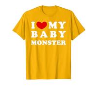 I Love My Baby Monster, Amo a mi bebé Monstruo Camiseta, Hombre, Dorado Brillante, 3XL