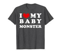 I Love My Baby Monster, Amo a mi bebé Monstruo Camiseta, Hombre, Jaspeado Oscuro, XL
