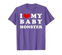 I Love My Baby Monster, Amo a mi bebé Monstruo Camiseta, Hombre, Morado Jaspeado, 3XL