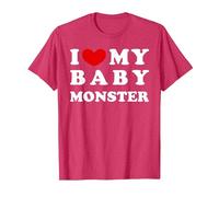 I Love My Baby Monster, Amo a mi bebé Monstruo Camiseta, Hombre, Rojo Jaspeado, XL