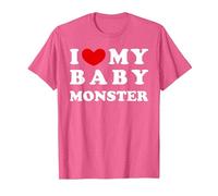 I Love My Baby Monster, Amo a mi bebé Monstruo Camiseta, Hombre, Rosa Jaspeado, XXL