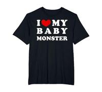 I Love My Baby Monster, Amo a mi bebé Monstruo Camiseta, Hombre Tallas Grandes, Negro, 6X Alto