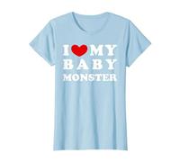 I Love My Baby Monster, Amo a mi bebé Monstruo Camiseta, Mujer, Azul Bebé, M