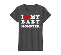 I Love My Baby Monster, Amo a mi bebé Monstruo Camiseta, Mujer, Jaspeado Oscuro, XS
