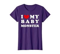 I Love My Baby Monster, Amo a mi bebé Monstruo Camiseta, Mujer, Morado, S