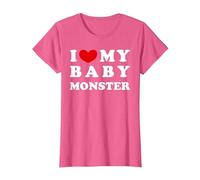 I Love My Baby Monster, Amo a mi bebé Monstruo Camiseta, Mujer, Rosa Jaspeado, XXL