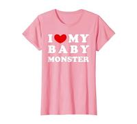 I Love My Baby Monster, Amo a mi bebé Monstruo Camiseta, Mujer, Rosado, XS