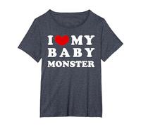 I Love My Baby Monster, Amo a mi bebé Monstruo Camiseta, Mujer Tallas Grandes, Azul Jaspeado, 6XL Grande