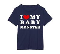 I Love My Baby Monster, Amo a mi bebé Monstruo Camiseta, Mujer Tallas Grandes, Azul Marino, 6XL Grande