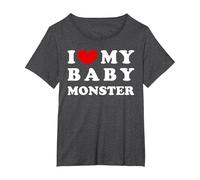 I Love My Baby Monster, Amo a mi bebé Monstruo Camiseta, Mujer Tallas Grandes, Jaspeado Oscuro, 4XL Grande