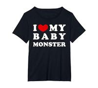 I Love My Baby Monster, Amo a mi bebé Monstruo Camiseta, Mujer Tallas Grandes, Negro, 6XL Grande