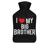 I Love My Big Brother - Botella de agua de goma con cubierta de felpa suave, bolsa de agua caliente para invierno, manos y pies, protección contra el frío, 1000 ml