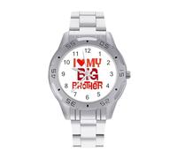 I Love My Big Brother - Reloj analógico de cuarzo para hombre, correa de acero inoxidable, reloj de pulsera de negocios