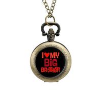 I Love My Big Brother - Reloj de bolsillo vintage con colgante de aleación, collar de regalo para hombres y mujeres, Estilo cobre, talla única