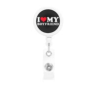 I Love My Boyfriend 2 Portatarjetas retráctil Clip de carrete Portatarjetas de identificación para enfermera Estudiante Trabajador de oficina
