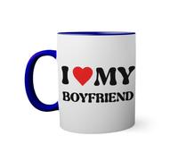 I Love My Boyfriend Taza de color azul oscuro con mango a juego 330ml