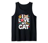 I Love My Cat Cute Kitten - Huella de corazón Camiseta sin Mangas